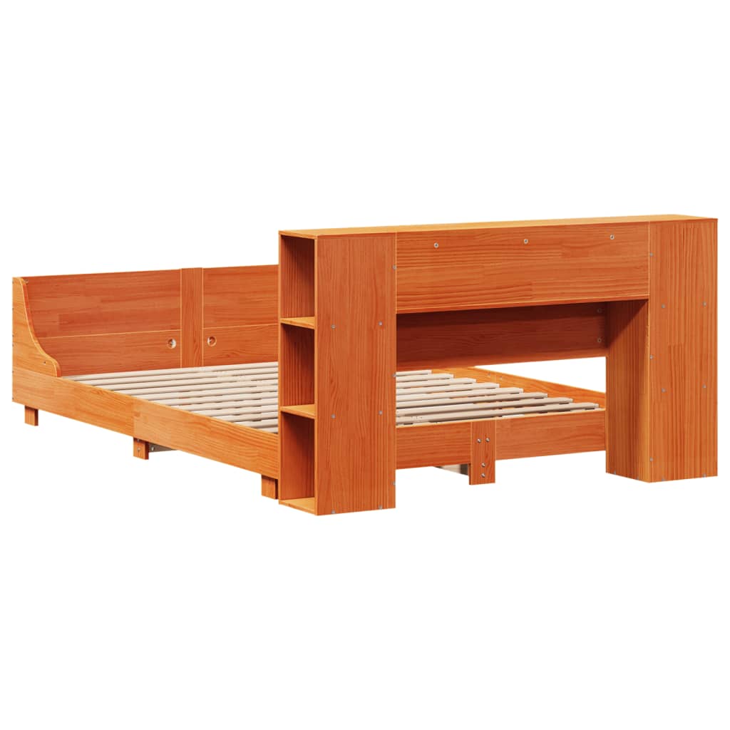 vidaXL Bed Frame without Mattress Wax Brown 150x200 cm King Size Solid Wood Pine