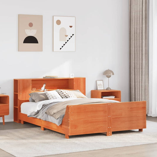vidaXL Bed Frame without Mattress Wax Brown 150x200 cm King Size Solid Wood Pine