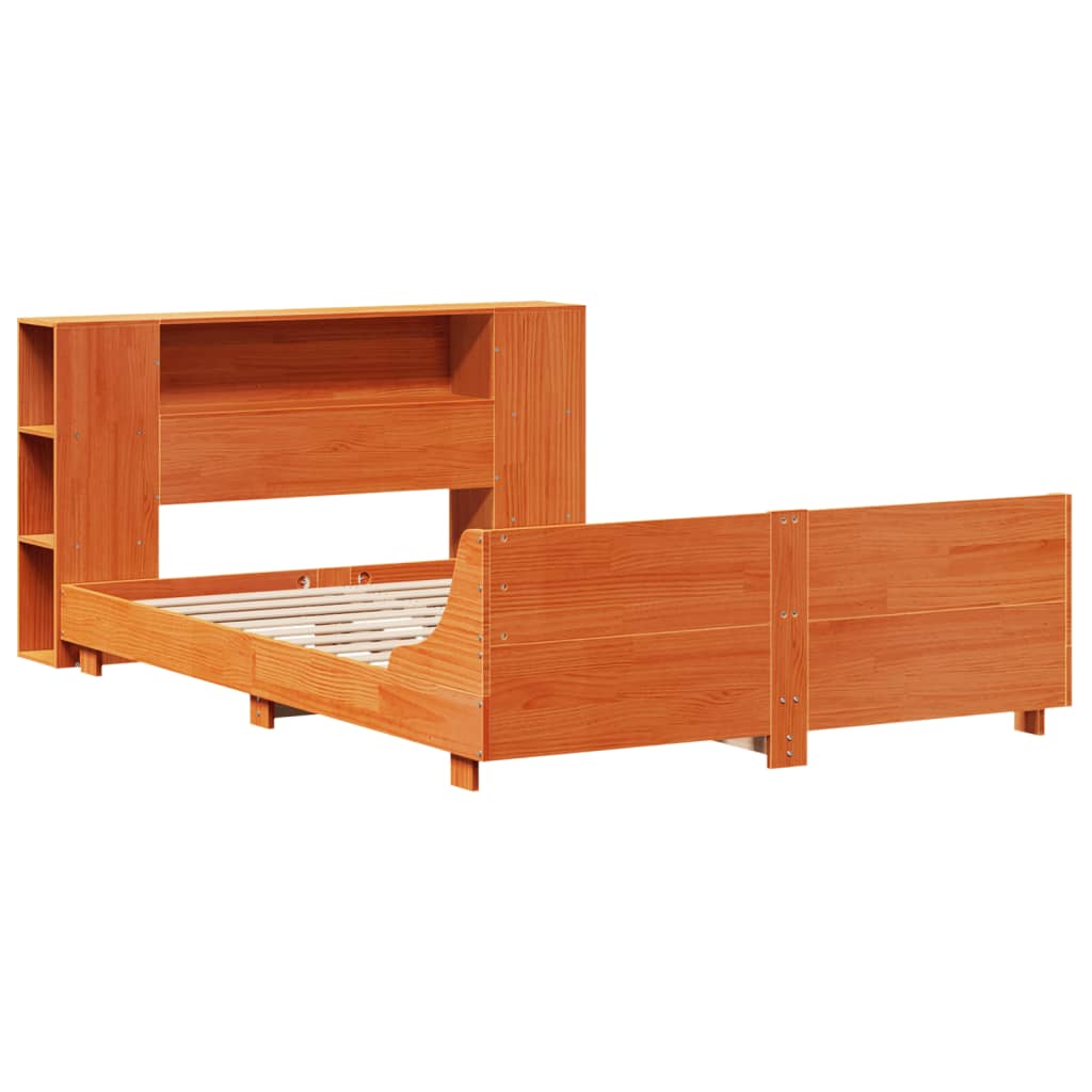 vidaXL Bed Frame without Mattress Wax Brown 140x190 cm Solid Wood Pine