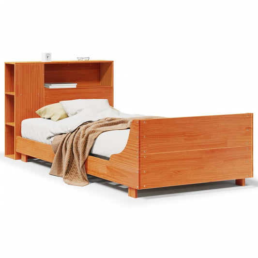 vidaXL Bed Frame without Mattress Wax Brown 100x200 cm Solid Wood Pine