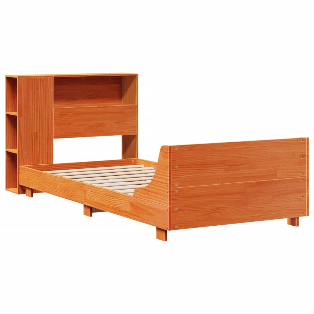 vidaXL Bed Frame without Mattress Wax Brown 100x200 cm Solid Wood Pine