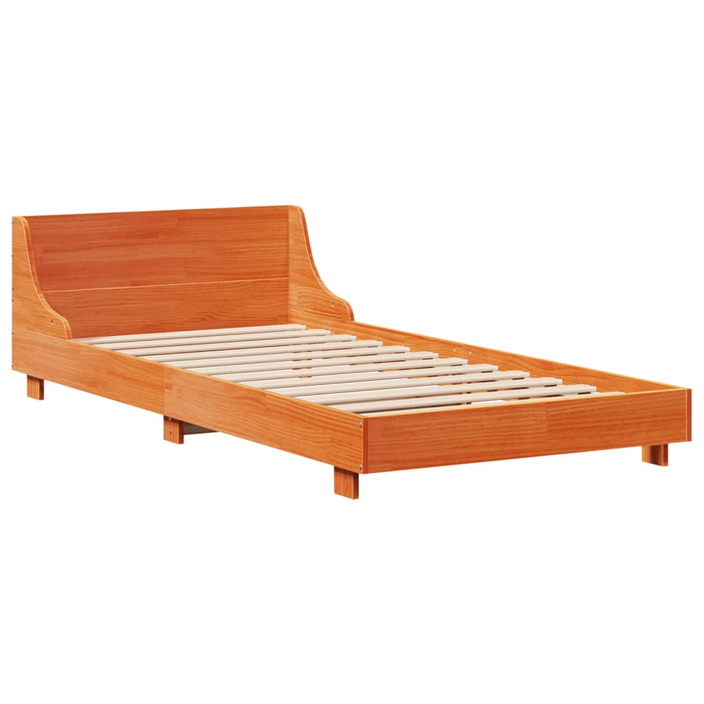 vidaXL Bed Frame without Mattress Wax Brown 100x200 cm Solid Wood Pine