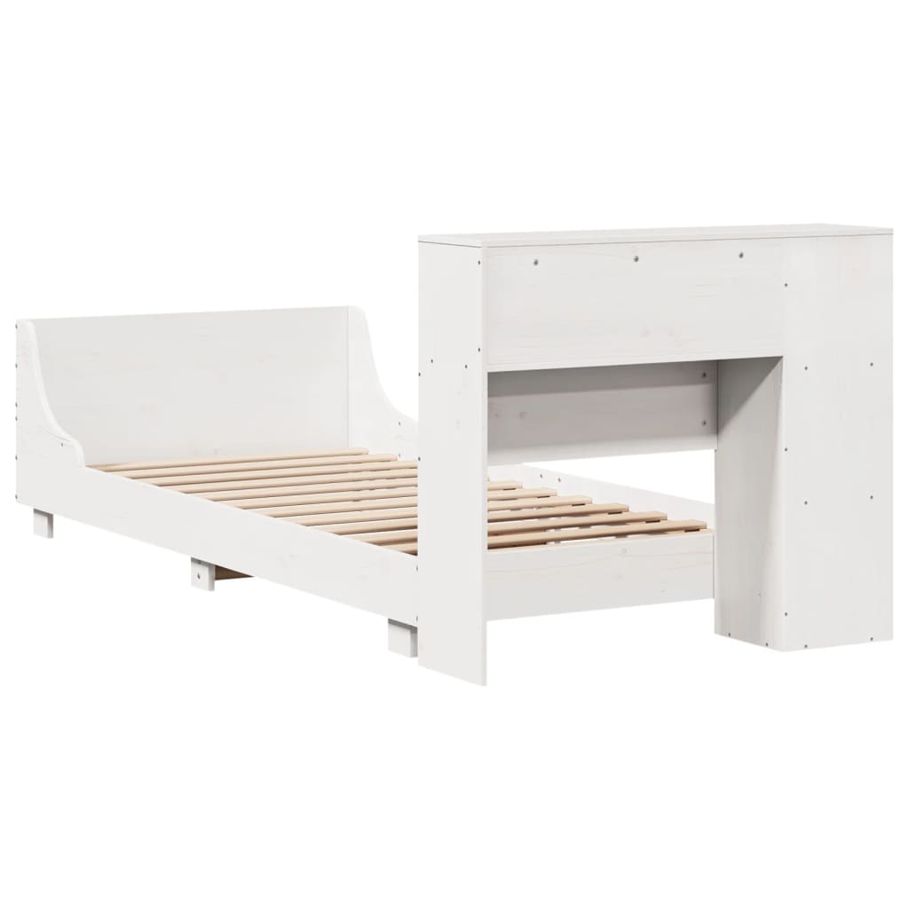 vidaXL Bed Frame without Mattress White 75x190 cm Small Single Solid Wood Pine