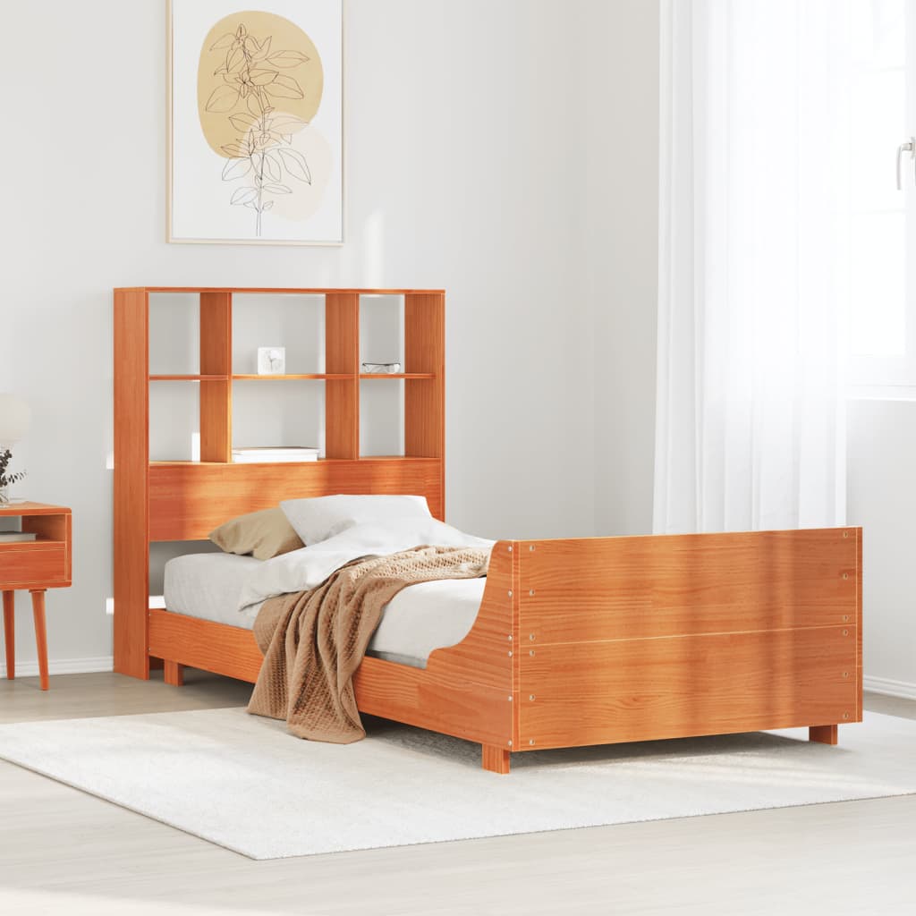 vidaXL Bed Frame without Mattress Wax Brown 100x200 cm Solid Wood Pine
