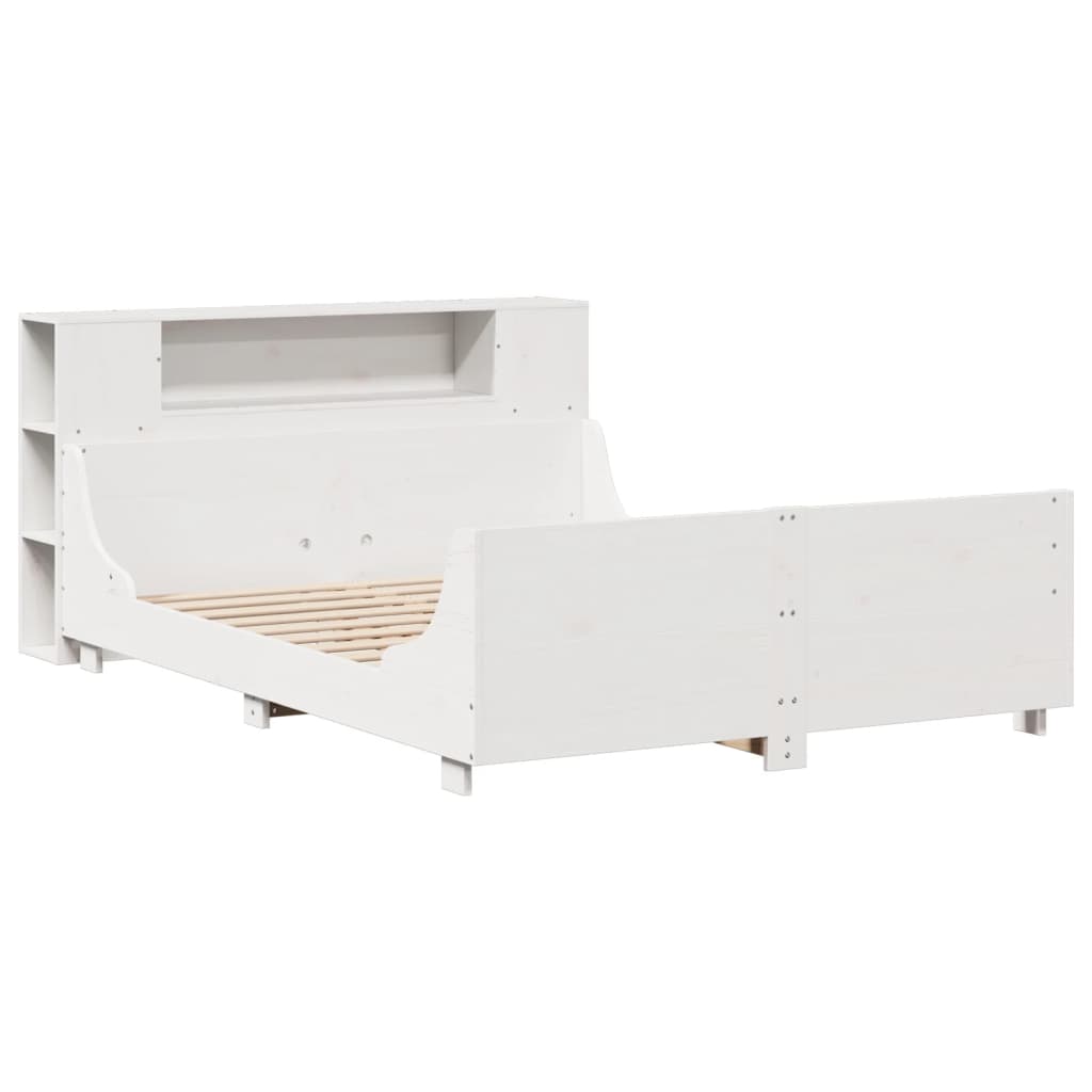 vidaXL Bed Frame without Mattress White 150x200 cm King Size Solid Wood Pine