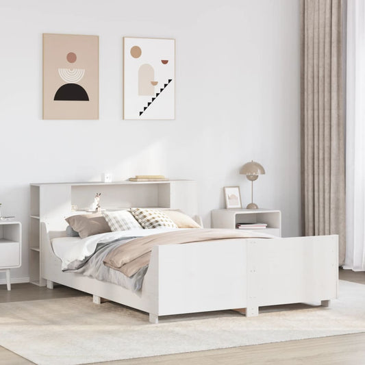 vidaXL Bed Frame without Mattress White 140x190 cm Solid Wood Pine