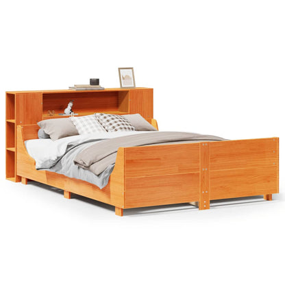 vidaXL Bed Frame without Mattress Wax Brown 140x190 cm Solid Wood Pine