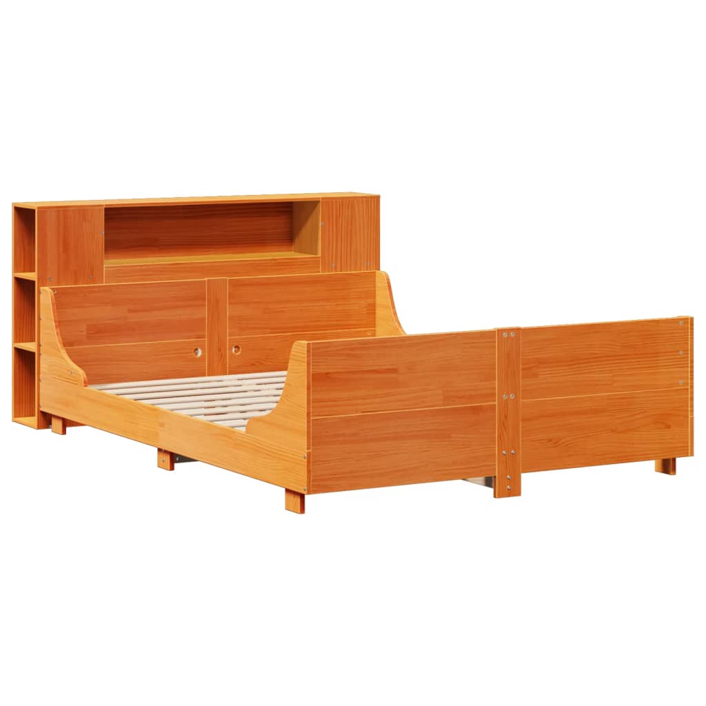 vidaXL Bed Frame without Mattress Wax Brown 140x190 cm Solid Wood Pine