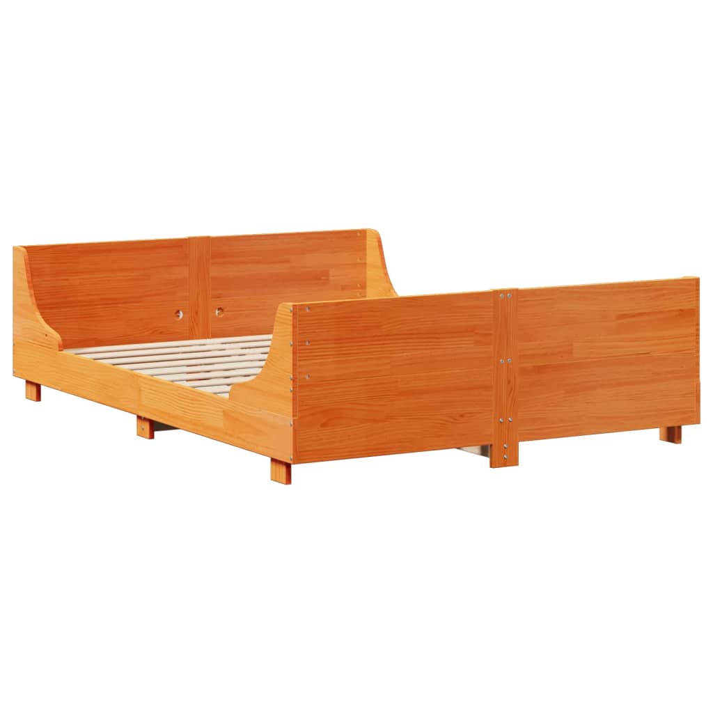 vidaXL Bed Frame without Mattress Wax Brown 140x190 cm Solid Wood Pine
