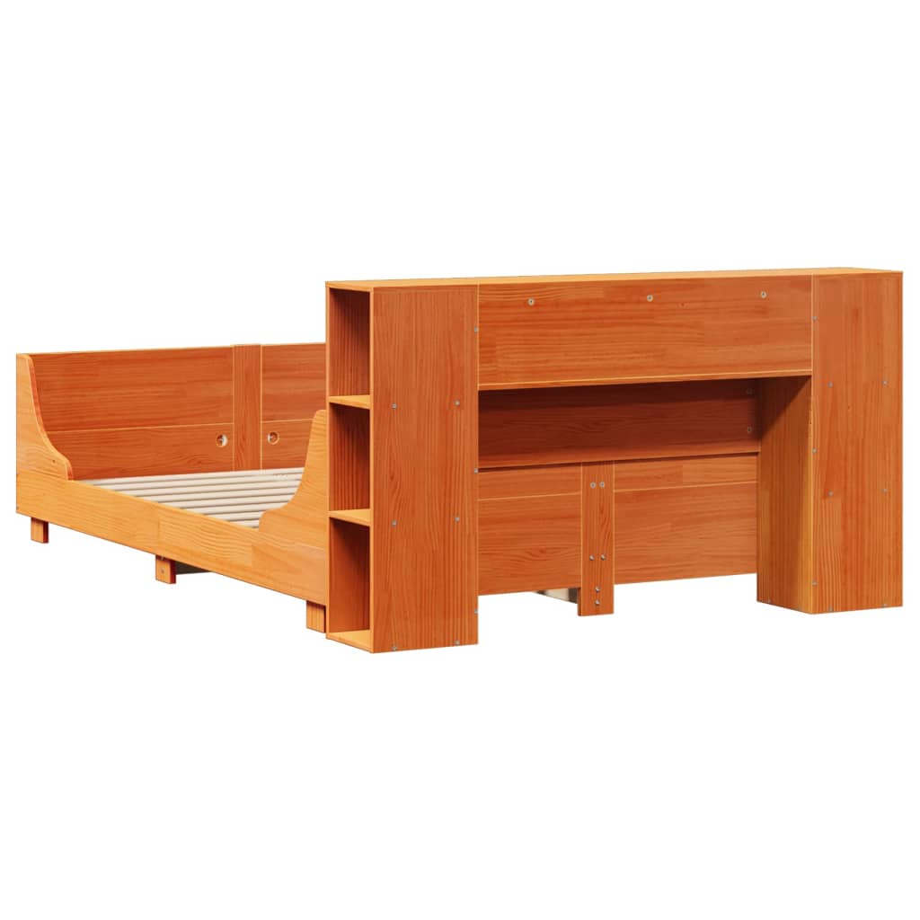 vidaXL Bed Frame without Mattress Wax Brown 140x190 cm Solid Wood Pine