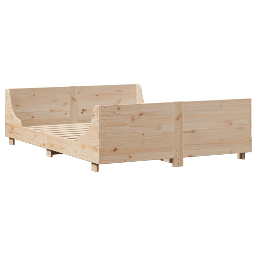 vidaXL Bed Frame without Mattress 135x190 cm Double Solid Wood Pine