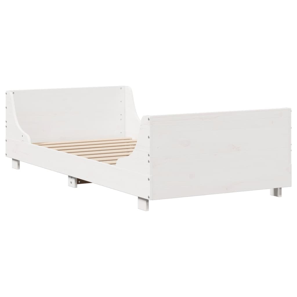 vidaXL Bed Frame without Mattress White 75x190 cm Small Single Solid Wood Pine