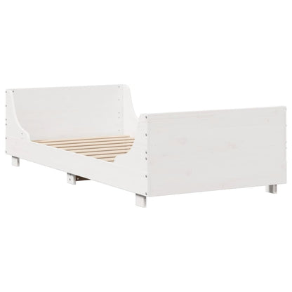 vidaXL Bed Frame without Mattress White 75x190 cm Small Single Solid Wood Pine