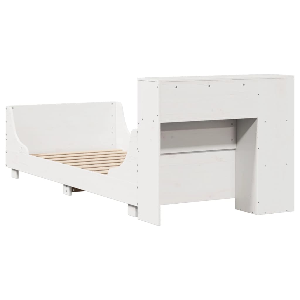 vidaXL Bed Frame without Mattress White 75x190 cm Small Single Solid Wood Pine