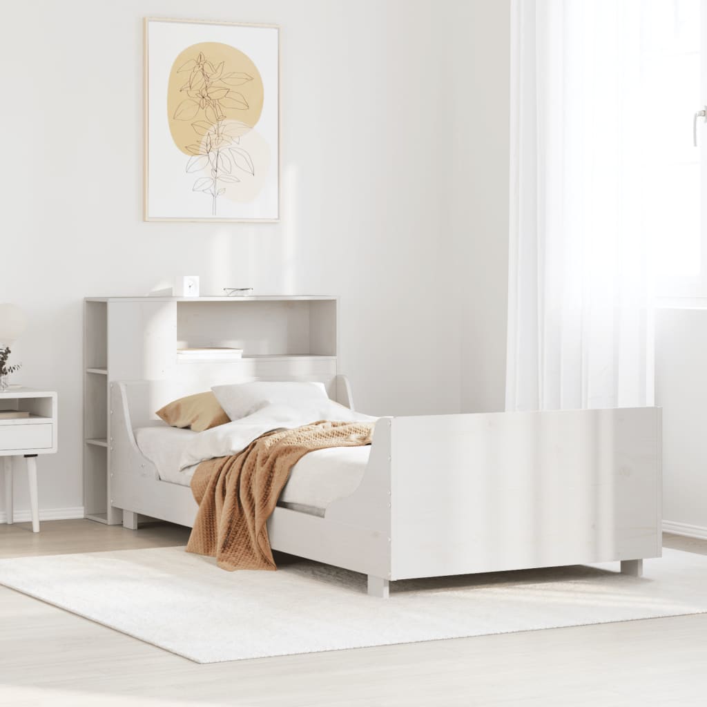 vidaXL Bed Frame without Mattress White 75x190 cm Small Single Solid Wood Pine