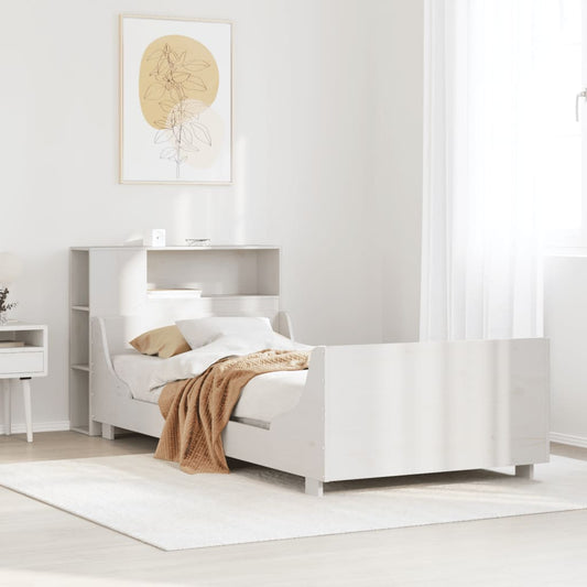vidaXL Bed Frame without Mattress White 75x190 cm Small Single Solid Wood Pine