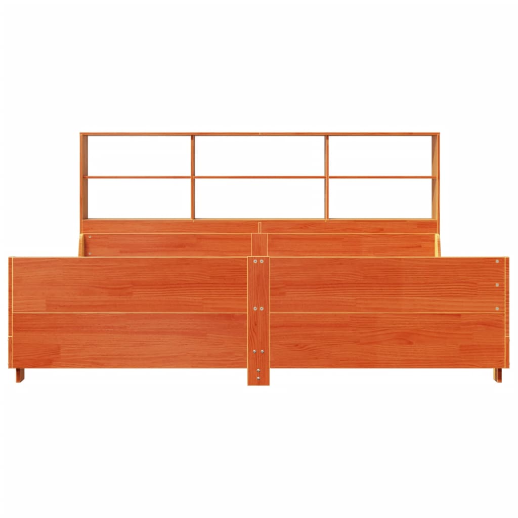 vidaXL Bookcase Bed without Mattress Wax Brown 200x200 cm Solid Wood