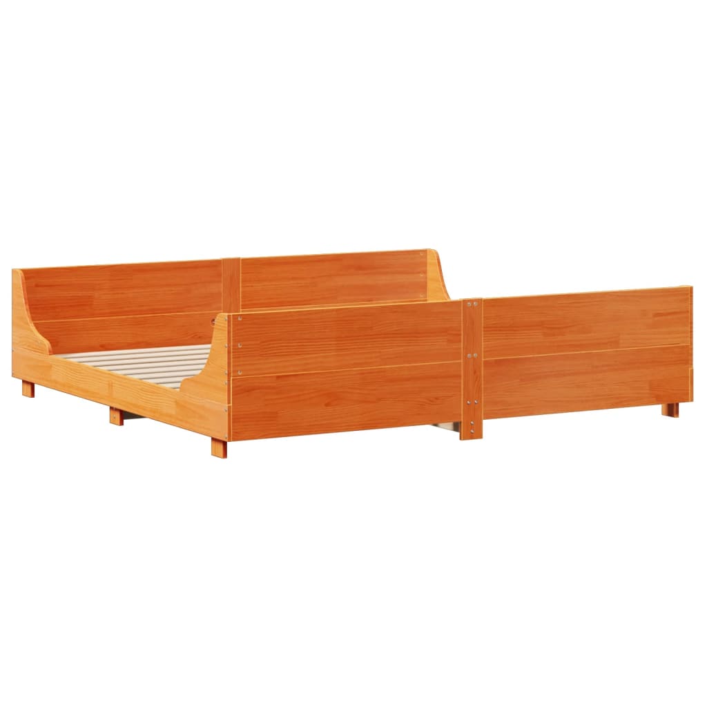 vidaXL Bookcase Bed without Mattress Wax Brown 200x200 cm Solid Wood