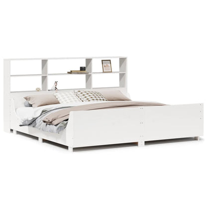 vidaXL Bookcase Bed without Mattress White 180x200 cm Super King Solid Wood