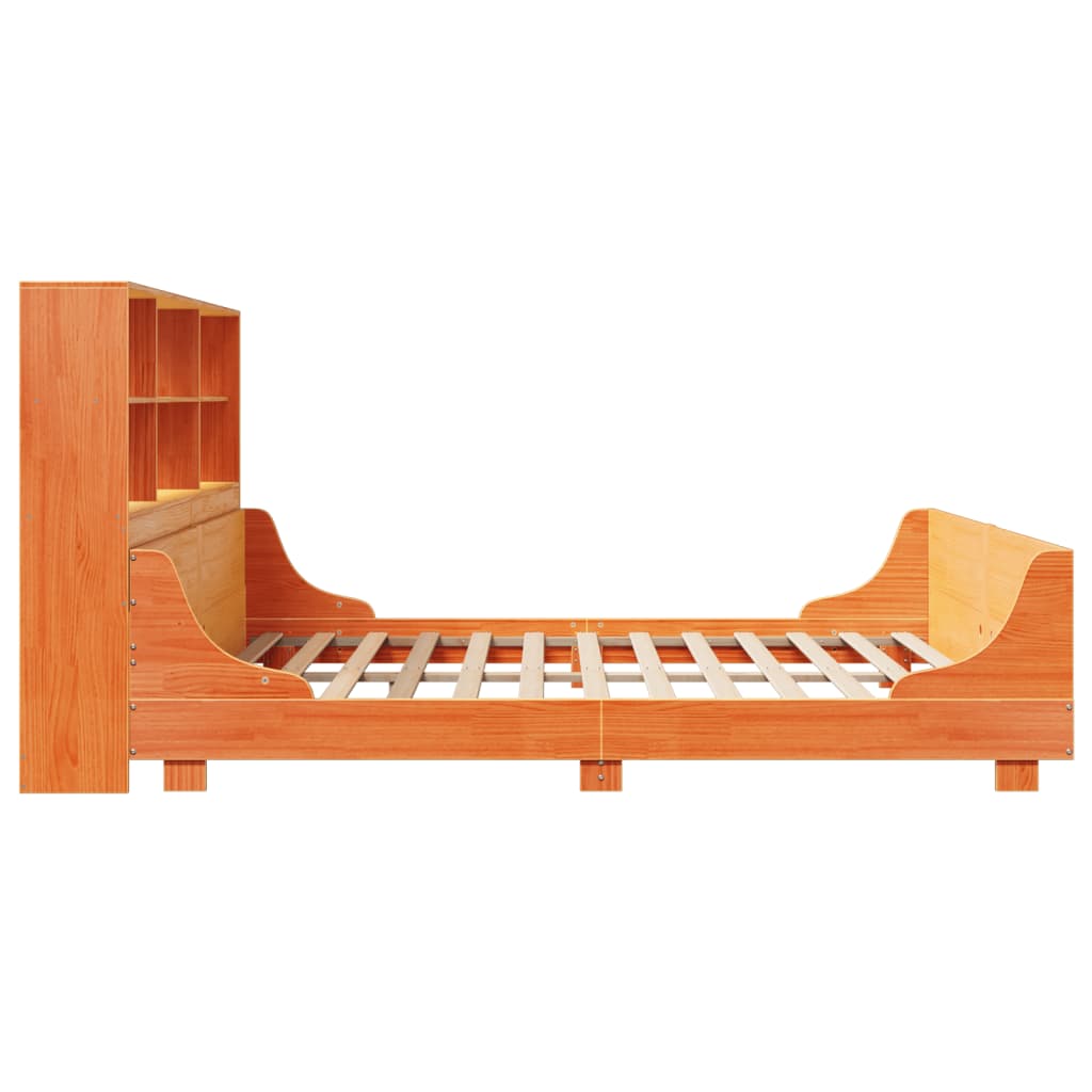 vidaXL Bookcase Bed without Mattress Wax Brown 180x200 cm Super King Solid Wood