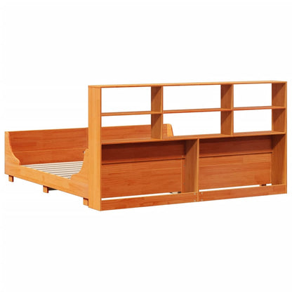 vidaXL Bookcase Bed without Mattress Wax Brown 180x200 cm Super King Solid Wood