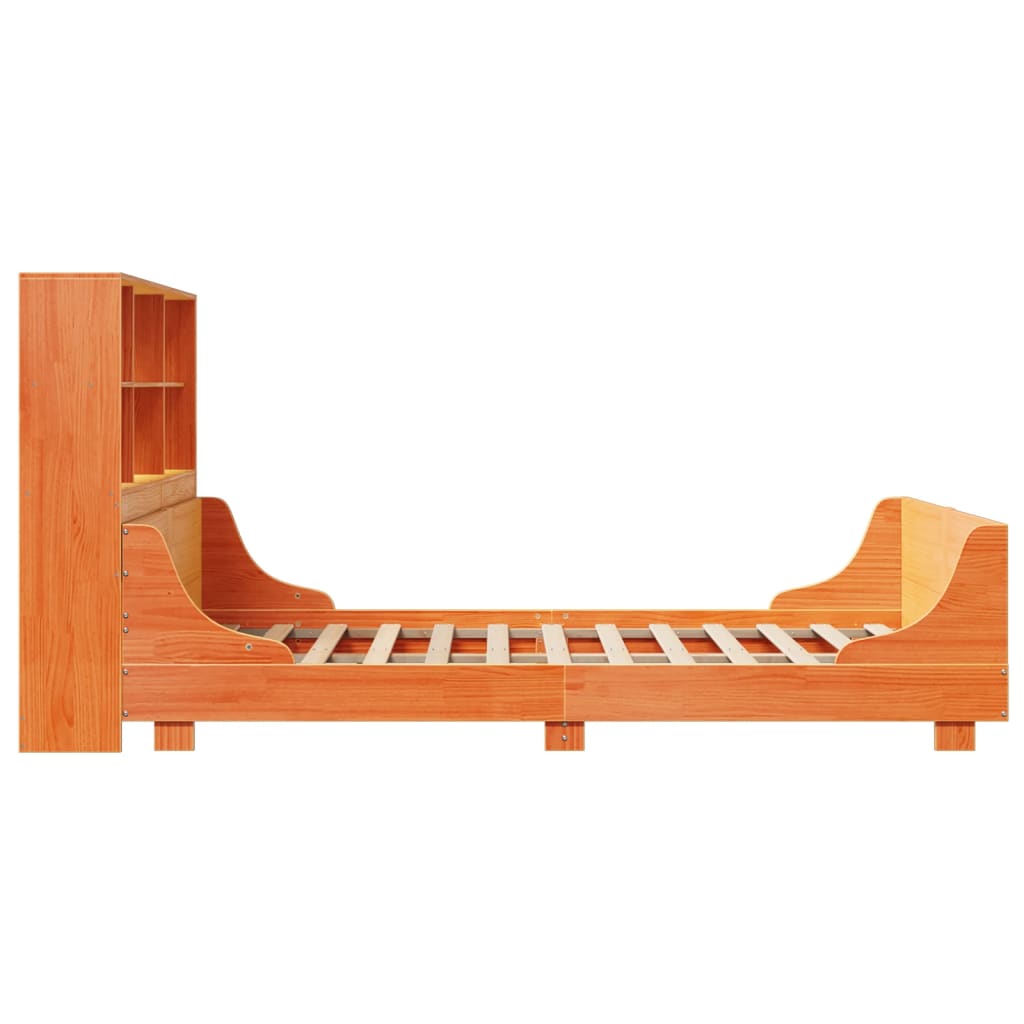 vidaXL Bookcase Bed without Mattress Wax Brown 150x200 cm King Size Solid Wood