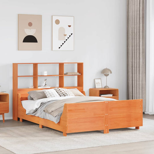 vidaXL Bookcase Bed without Mattress Wax Brown 150x200 cm King Size Solid Wood