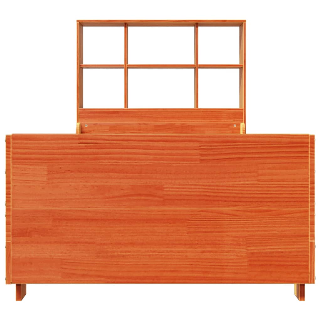 vidaXL Bookcase Bed without Mattress Wax Brown 100x200 cm Solid Wood