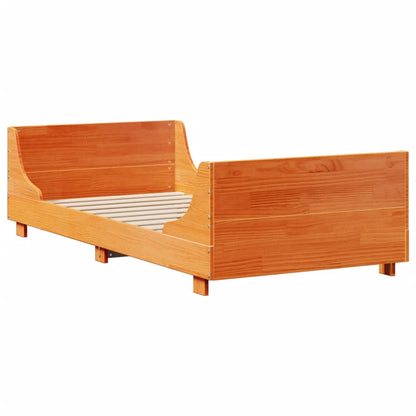 vidaXL Bookcase Bed without Mattress Wax Brown 100x200 cm Solid Wood