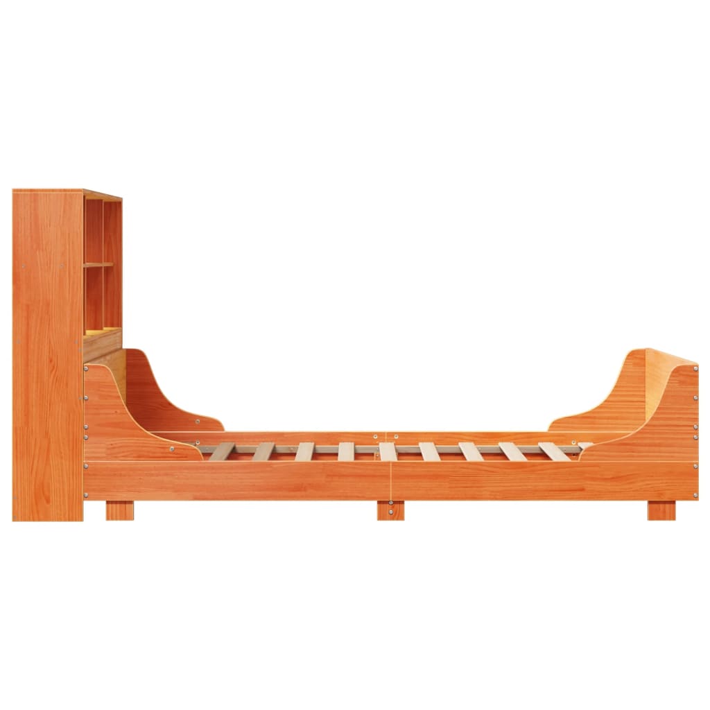 vidaXL Bookcase Bed without Mattress Wax Brown 100x200 cm Solid Wood