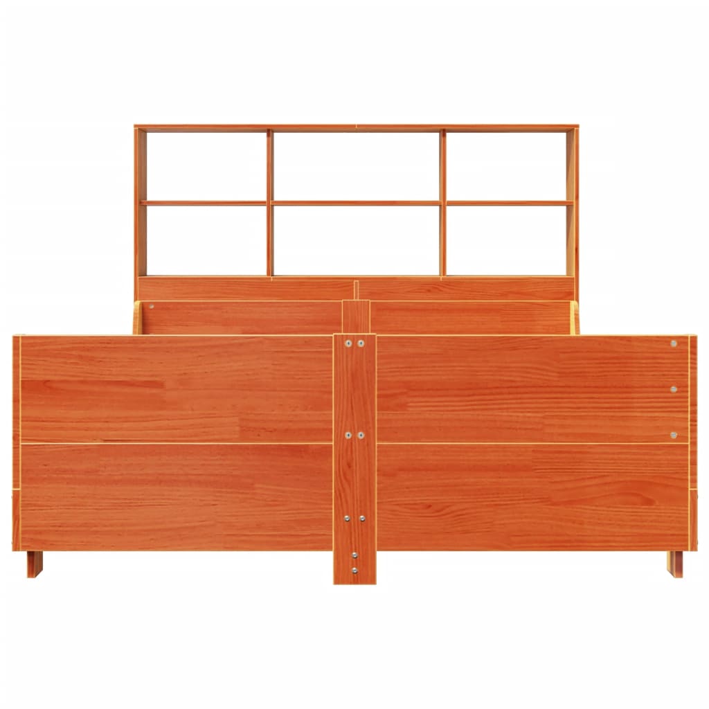vidaXL Bookcase Bed without Mattress Wax Brown 140x190 cm Solid Wood