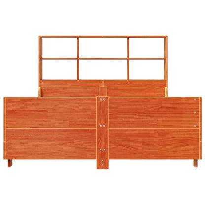 vidaXL Bookcase Bed without Mattress Wax Brown 135x190 cm Double Solid Wood