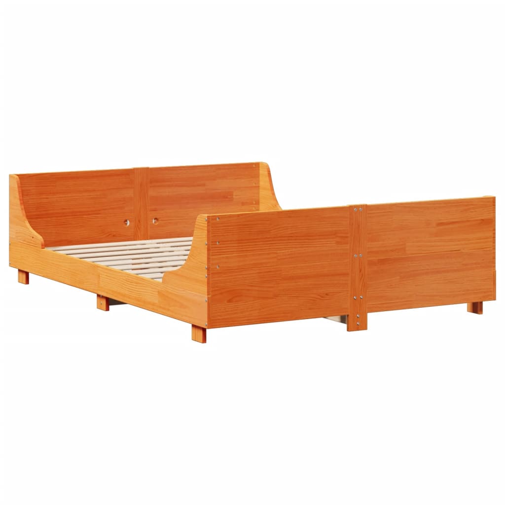 vidaXL Bookcase Bed without Mattress Wax Brown 120x190 cm Small Double Solid Wood