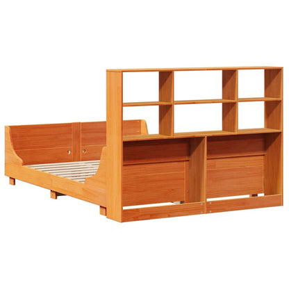 vidaXL Bookcase Bed without Mattress Wax Brown 120x190 cm Small Double Solid Wood