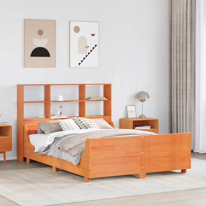 vidaXL Bookcase Bed without Mattress Wax Brown 120x190 cm Small Double Solid Wood
