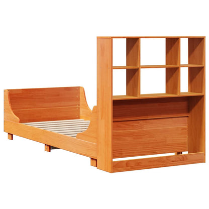 vidaXL Bookcase Bed without Mattress Wax Brown 75x190 cm Small Single Solid Wood