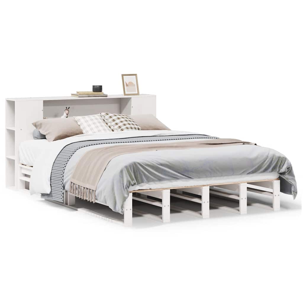 vidaXL Bookcase Bed without Mattress White 140x200 cm Solid Wood