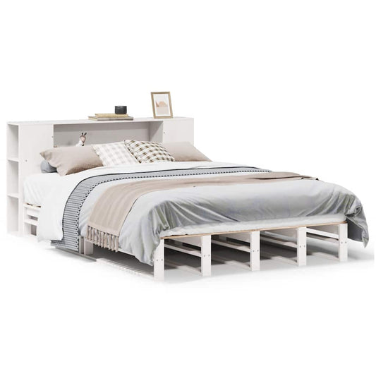vidaXL Bookcase Bed without Mattress White 140x200 cm Solid Wood