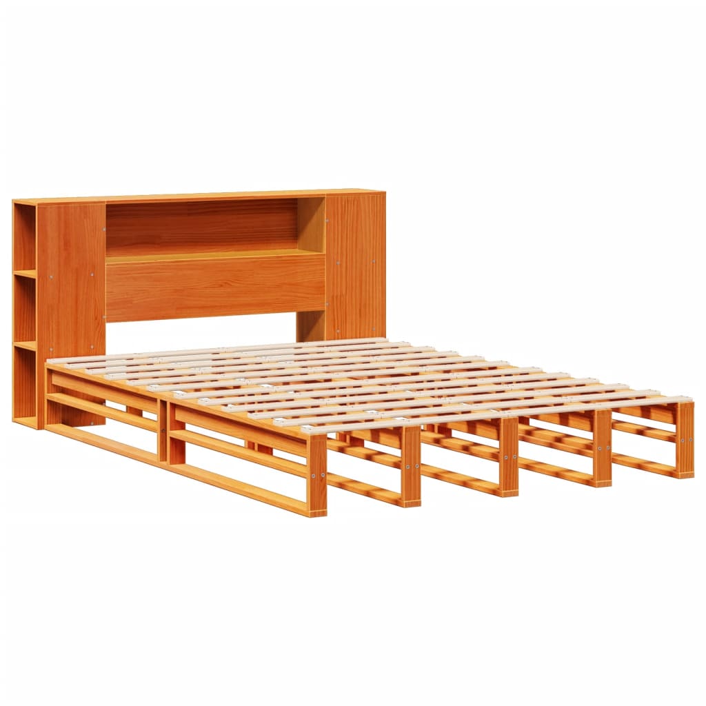 vidaXL Bookcase Bed without Mattress Wax Brown 140x200 cm Solid Wood