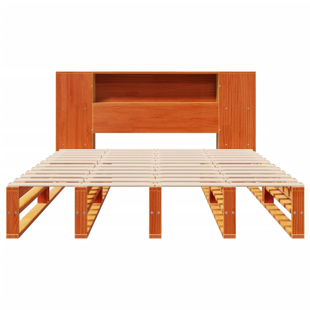 vidaXL Bookcase Bed without Mattress Wax Brown 140x200 cm Solid Wood