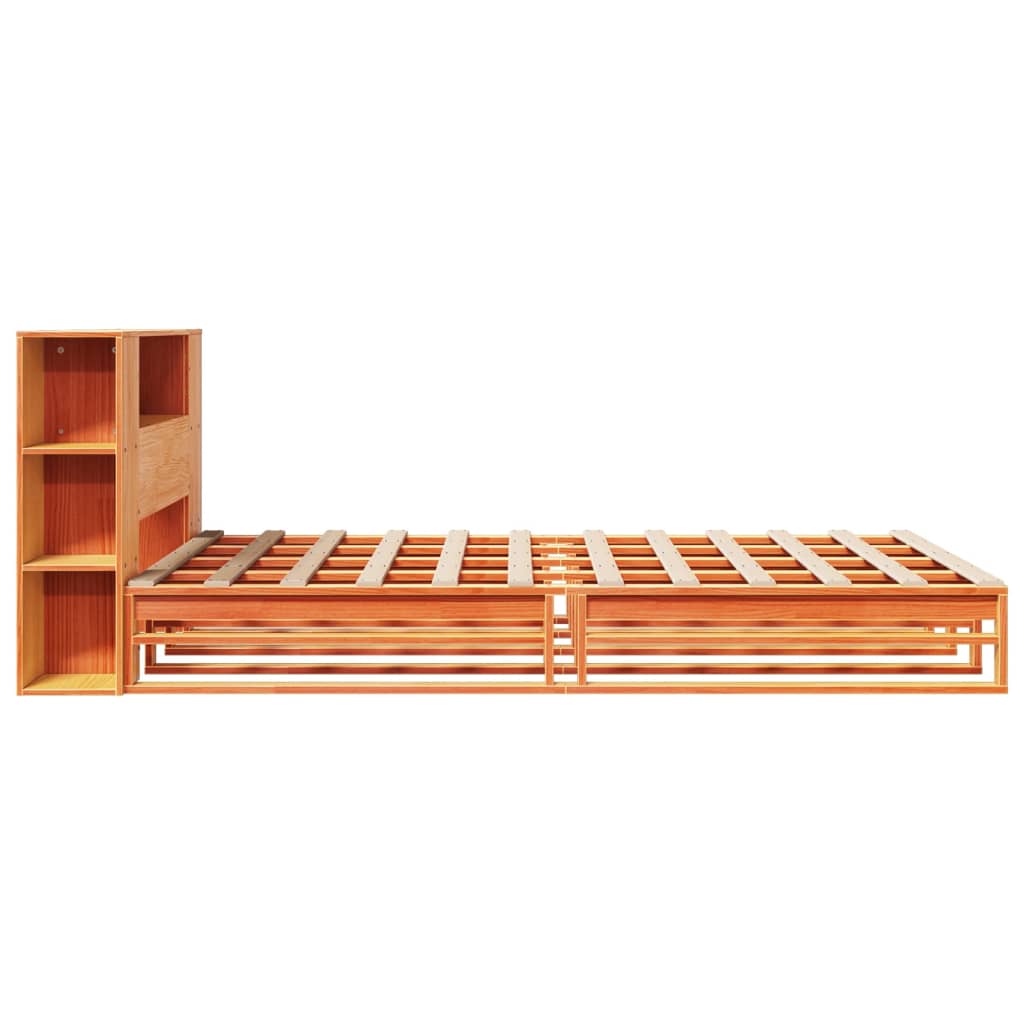 vidaXL Bookcase Bed without Mattress Wax Brown 140x200 cm Solid Wood