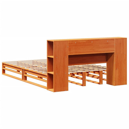 vidaXL Bookcase Bed without Mattress Wax Brown 140x200 cm Solid Wood