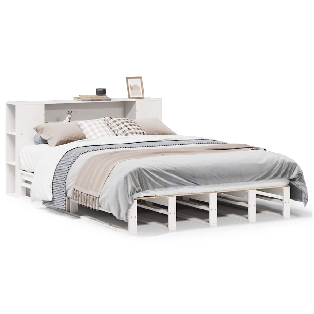 vidaXL Bookcase Bed without Mattress White 150x200 cm King Size Solid Wood