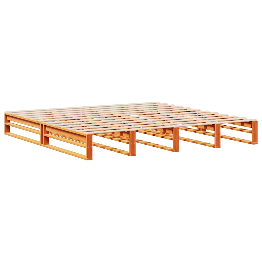 vidaXL Bookcase Bed without Mattress Wax Brown 200x200 cm Solid Wood