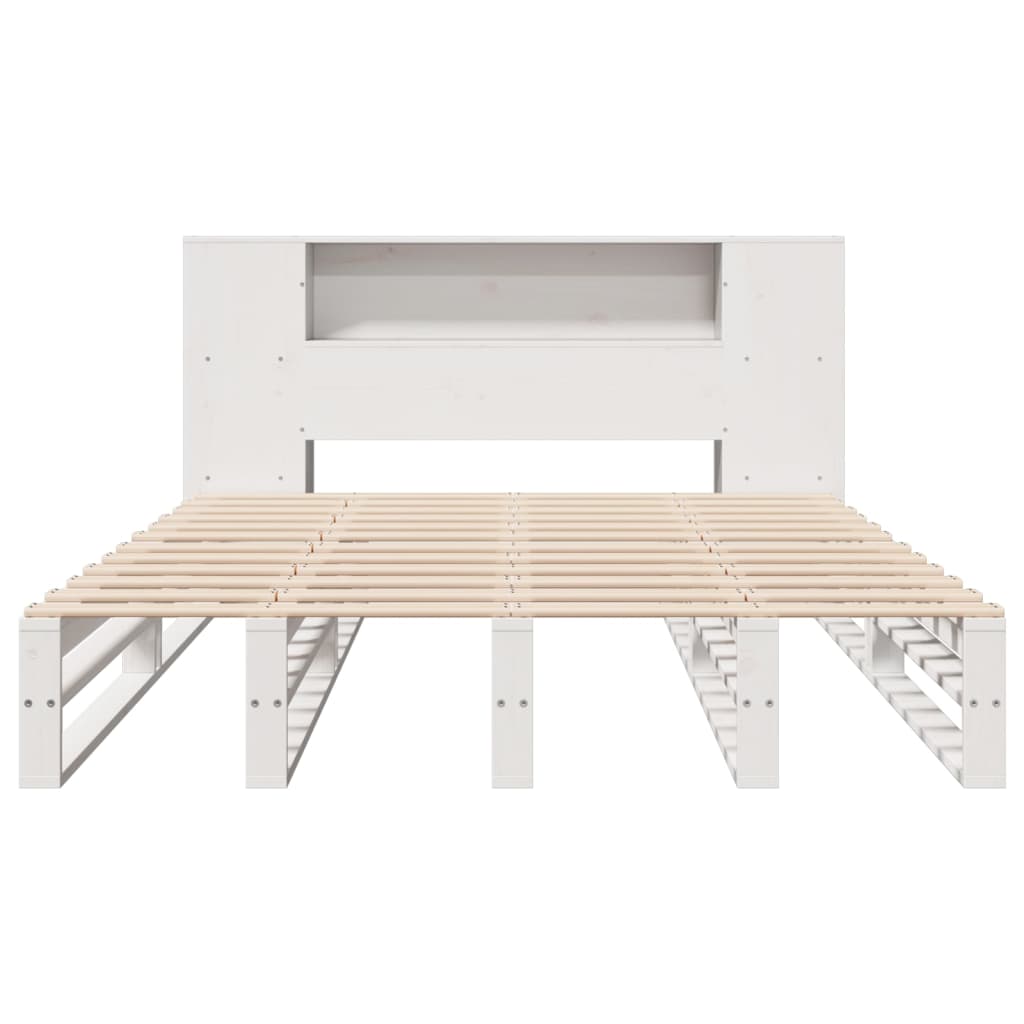 vidaXL Bookcase Bed without Mattress White 135x190 cm Double Solid Wood