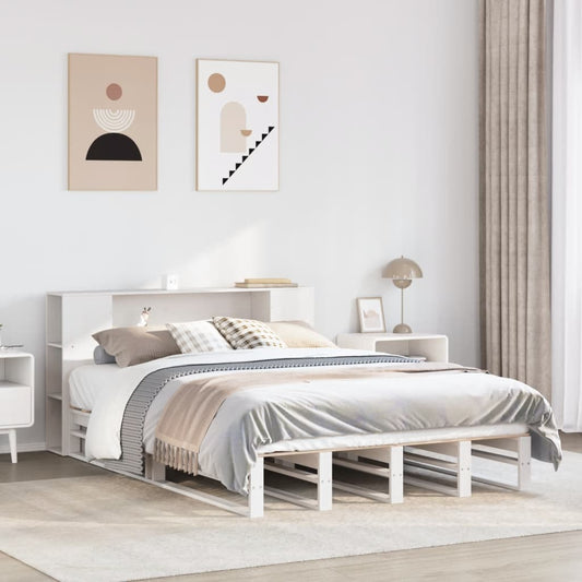vidaXL Bookcase Bed without Mattress White 135x190 cm Double Solid Wood