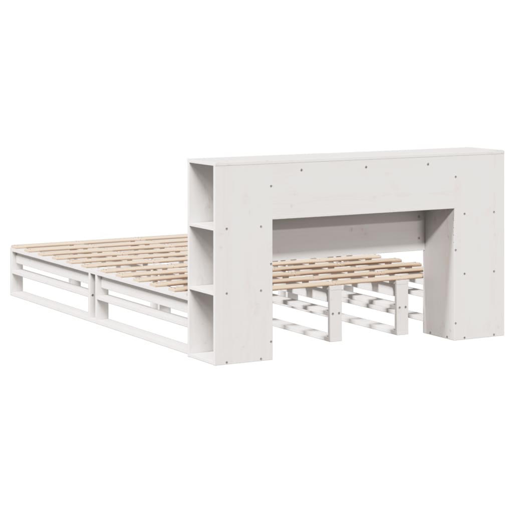 vidaXL Bookcase Bed without Mattress White 140x190 cm Solid Wood