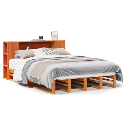 vidaXL Bookcase Bed without Mattress Wax Brown 140x190 cm Solid Wood