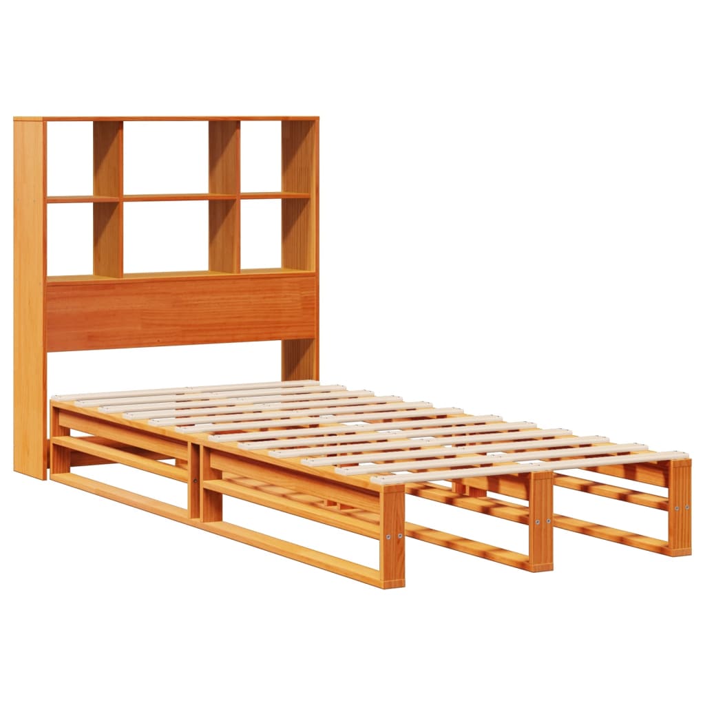 vidaXL Bookcase Bed without Mattress Wax Brown 100x200 cm Solid Wood