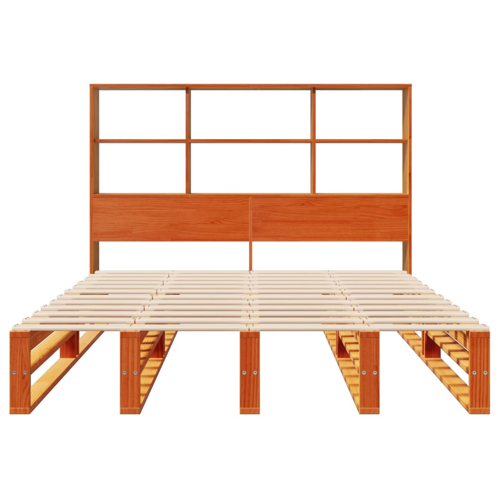 vidaXL Bookcase Bed without Mattress Wax Brown 150x200 cm King Size Solid Wood